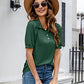 Polo Shirt Button Down Neck Puff Sleeve Loose T Shirt Shirt