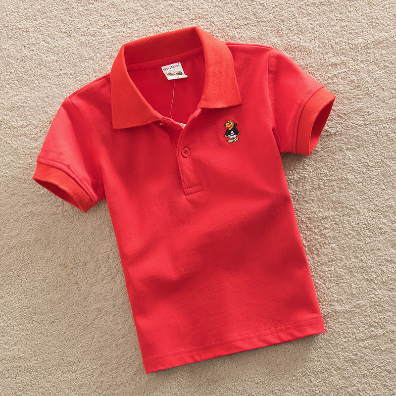 Short-sleeved T-shirt Middle And Big Children's Summer Polo Shirt Performance School Uniform