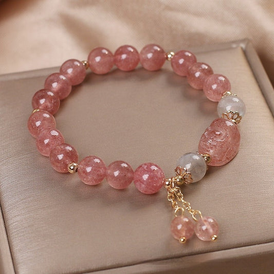 Natural Strawberry Quartz Pi Xiu Bracelet Girls Attracting Male