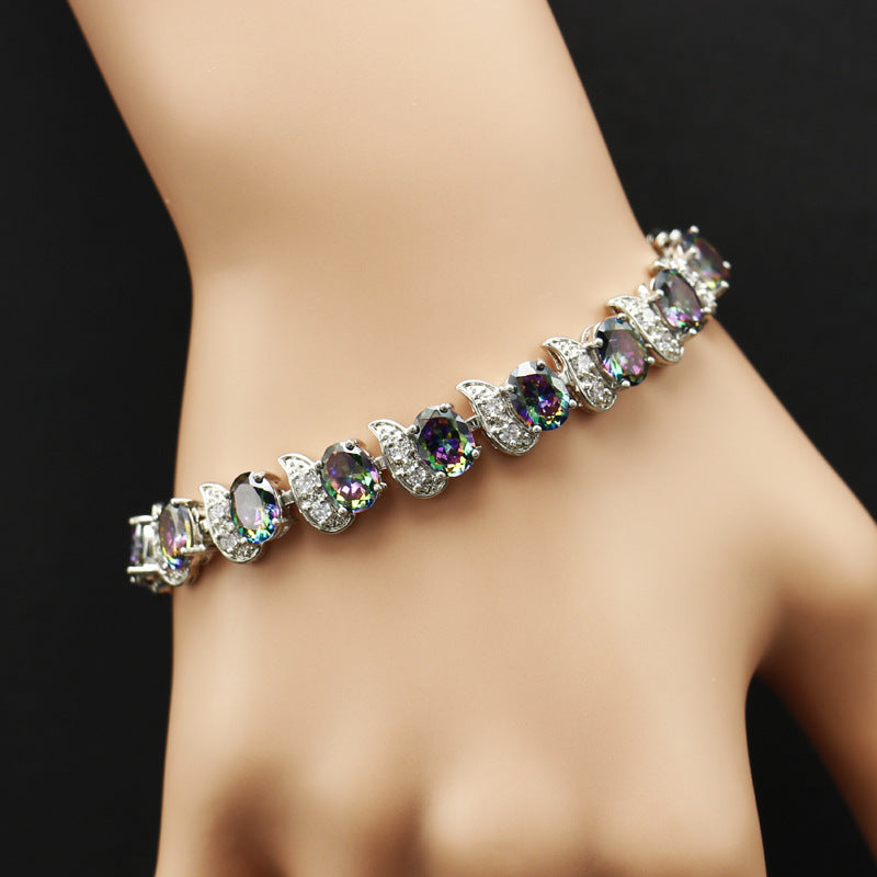 Gold-plated ladies bracelet colorful blue