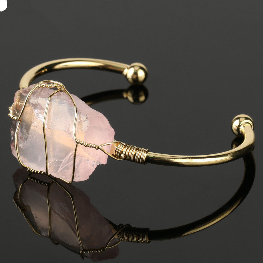 Gold-plated winding amorphous crystal bracelet