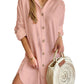 Autumn Leisure Long Sleeve Lapel Button Shirt Dress Womens Clothing