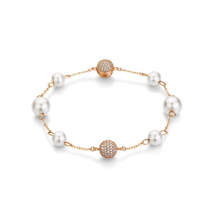 Austrian pearl rose gold magnetic buckle bracelet