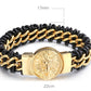 Titanium steel men's lion head gold-plated bracelet