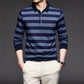 Middle-aged Long-sleeved T-shirt Men's Polo Shirt Lapel Striped Casual Style