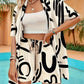 Holiday Floral Print Elegant Two-piece Shirt Short Sleeve Top Drawstring High Waist Shorts