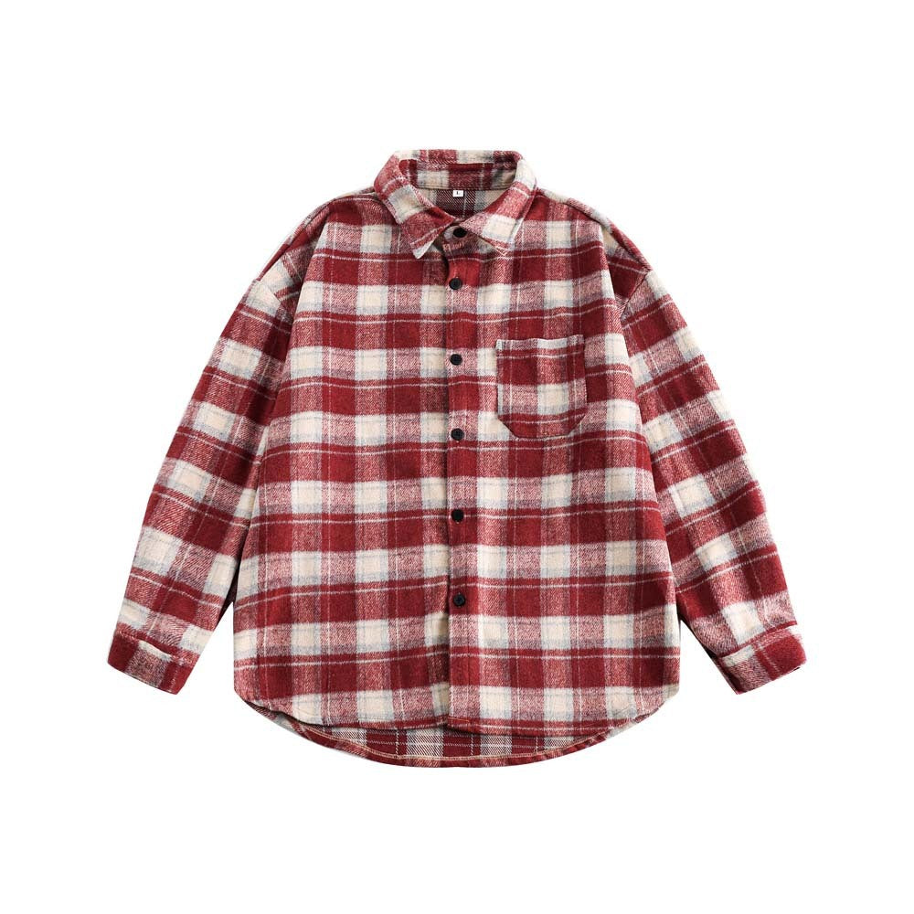 Brushed Thickened Plaid Shirt Coat Couple's Shirt