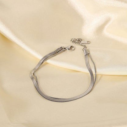 Men's Stainless Steel Snake Bones Chain Double-layer Bracelet