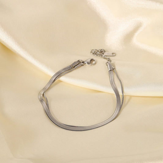 Men's Stainless Steel Snake Bones Chain Double-layer Bracelet