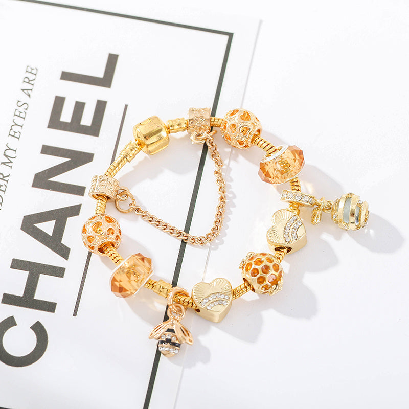 European and American fashion alloy gold-plated DIY hardworking bee ladies bracelet jewelry