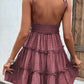 Shiny Frill Spaghetti Strap Tiered Dress