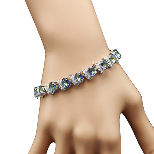 Gold-plated ladies bracelet colorful blue