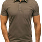 Men's Solid Color POLO Shirt Camouflage Lapel Casual Short-Sleeved Slim T-Shirt Men