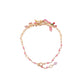 Pink enamel peony flower branch gold-plated zircon bracelet