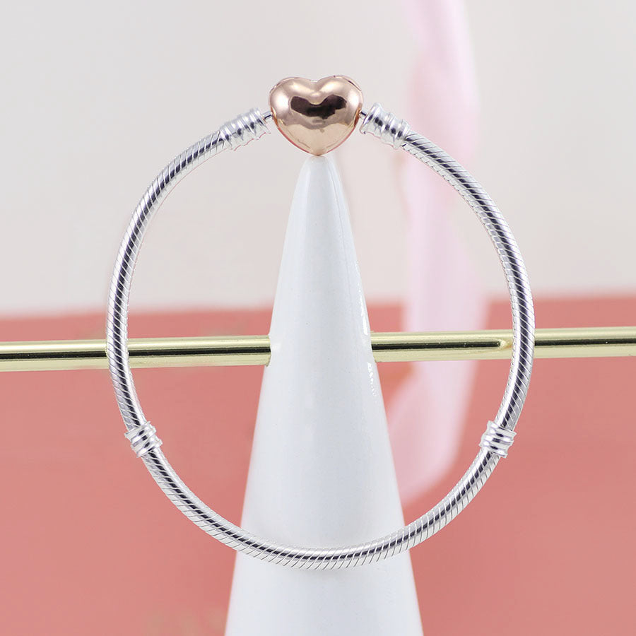 Rose Gold Heart chain buckle snake bone chain