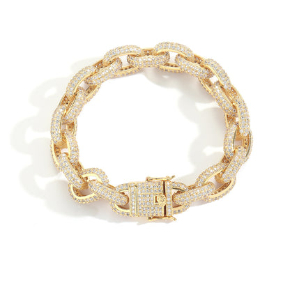 O-shaped Chain 12mm Inlaid Zircon Men's Bracelet