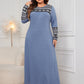 Honey Plus Size Printed Round Neck Long Sleeve Dress