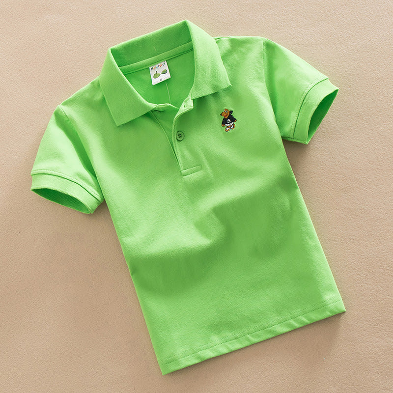 Short-sleeved T-shirt Middle And Big Children's Summer Polo Shirt Performance School Uniform