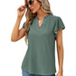 Jacquard V-neck Pile Sleeve Short Sleeve