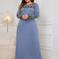 Honey Plus Size Printed Round Neck Long Sleeve Dress