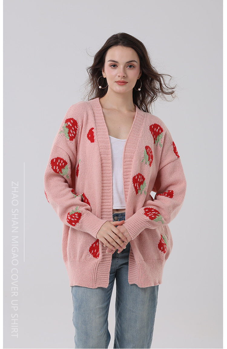 Women's Comfort And Casual Strawberry Sweater
