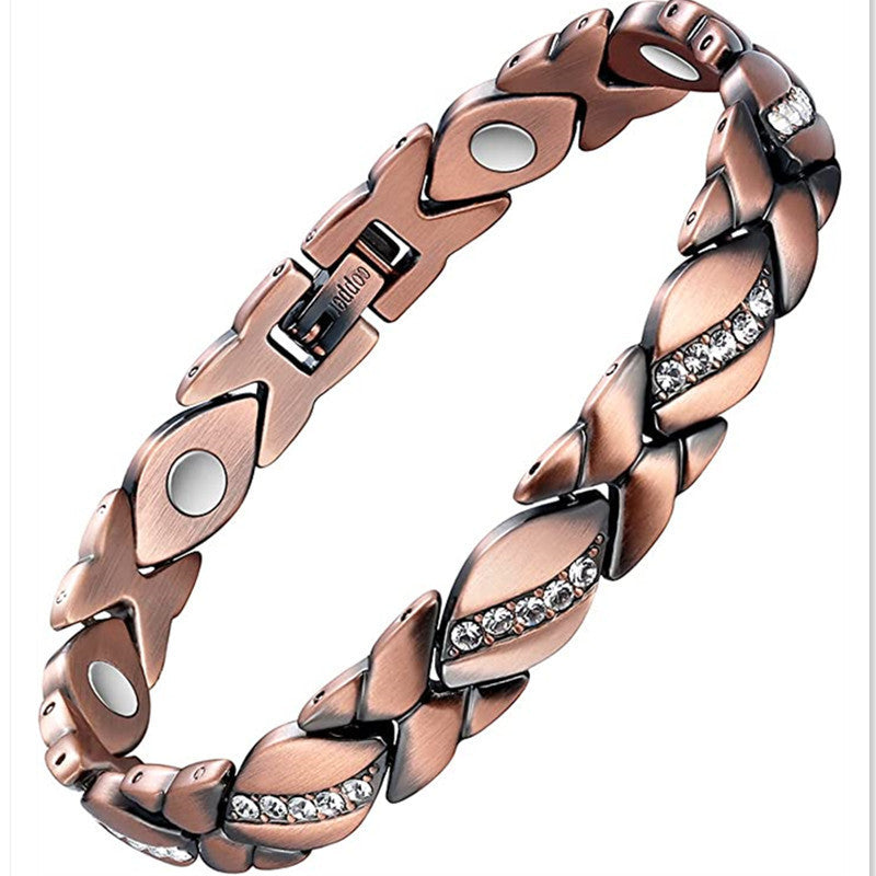 Leaves Diamond Magnet Bracelet Bronze Brushed