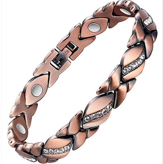 Leaves Diamond Magnet Bracelet Bronze Brushed