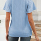 Eyelet V-Neck Short Sleeve Blouse