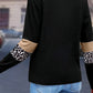 Leopard Round Neck Long Sleeve Blouse