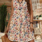 Women's Fashion Color Contrast Patchwork Skirt Plant Print Short Sleeve Dress