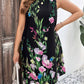 Women's Fashion Color Contrast Patchwork Skirt Plant Print Short Sleeve Dress