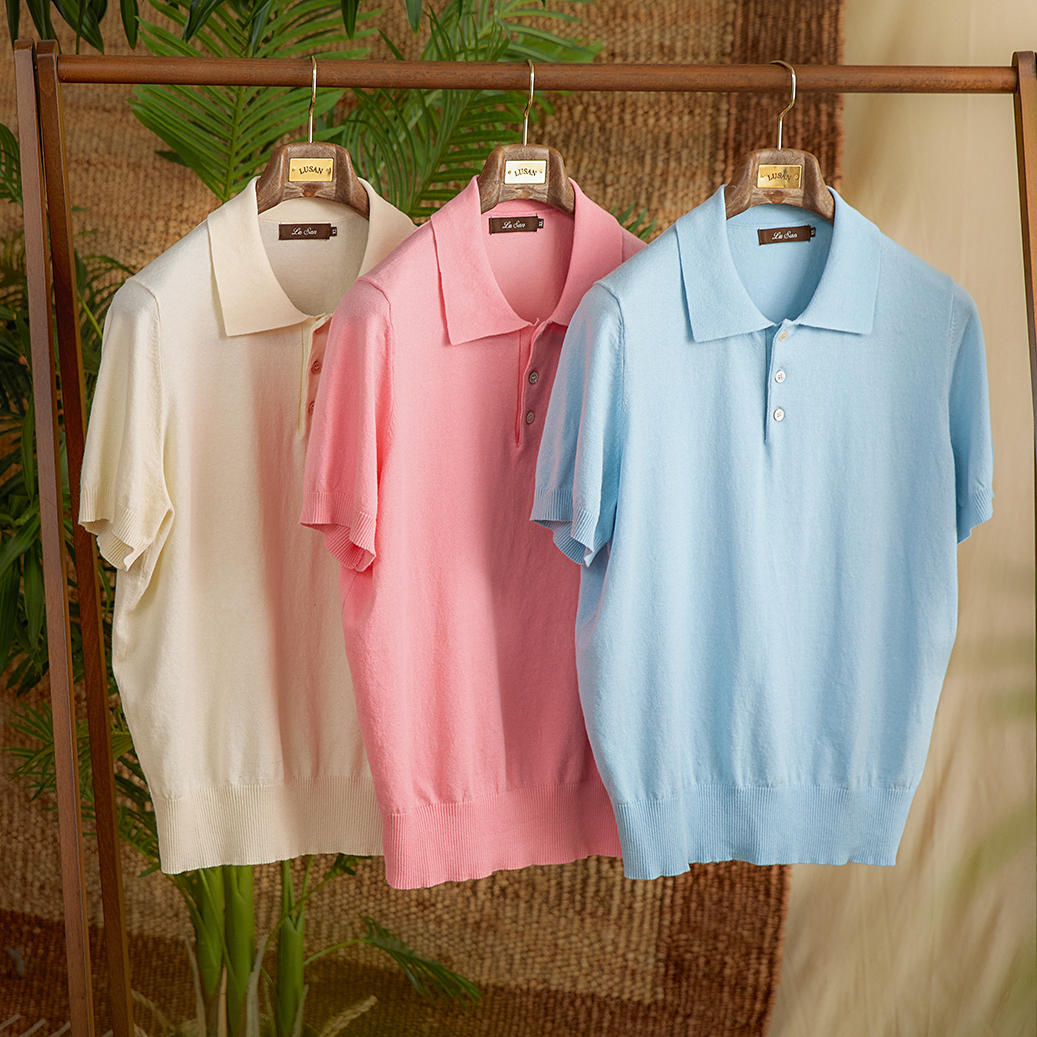 Business Casual Cotton And Linen Polo Collar Solid Color Breathable Thin T-shirt