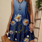 Women's Fashion Color Contrast Patchwork Skirt Plant Print Short Sleeve Dress