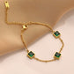 Niche Design Gold Square Emerald Zircon Titanium Steel Bracelet