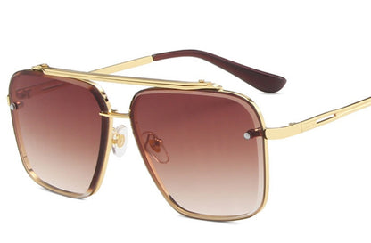 Large Square Box Retro Men 1261 Creative Fashion Metal Sunglasses