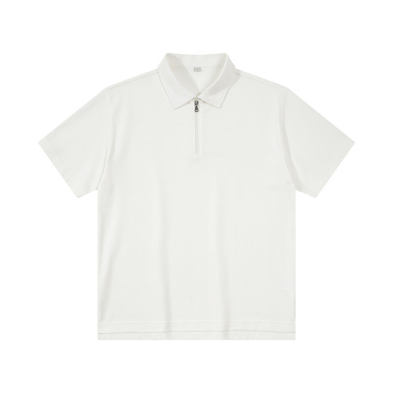 Half Zipper Short-sleeved T-shirt Men's Lapel Polo Shirt