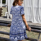 Women's Summer Boho Flower Print V Neck Dress