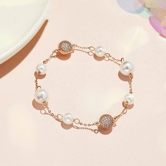 Austrian pearl rose gold magnetic buckle bracelet
