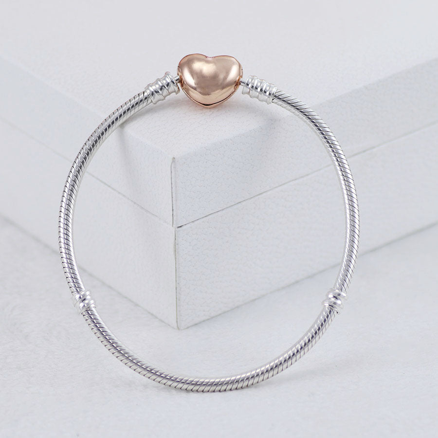 Rose Gold Heart chain buckle snake bone chain