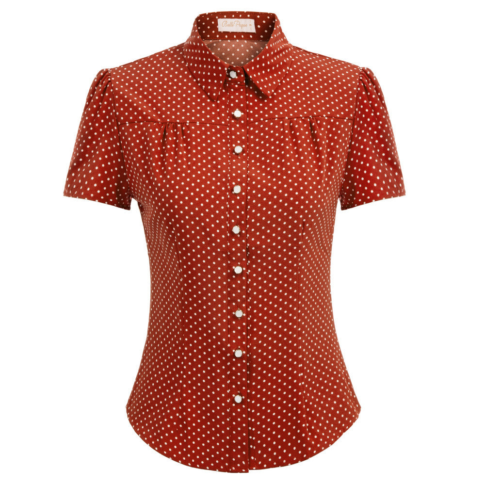 New style polka dot shirt sleeve short shirt
