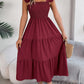 Smocked Square Neck Cap Sleeve Midi Dress