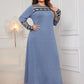 Honey Plus Size Printed Round Neck Long Sleeve Dress