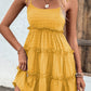 Shiny Frill Spaghetti Strap Tiered Dress