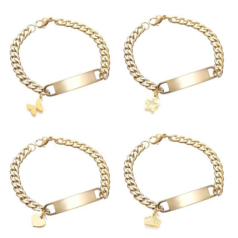 A Simple Men's And Women's Curved Sign Engraved Bracelet With DIY Letters