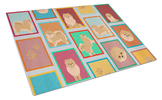 Lots of Orange Pomeranian Glass Cutting Board