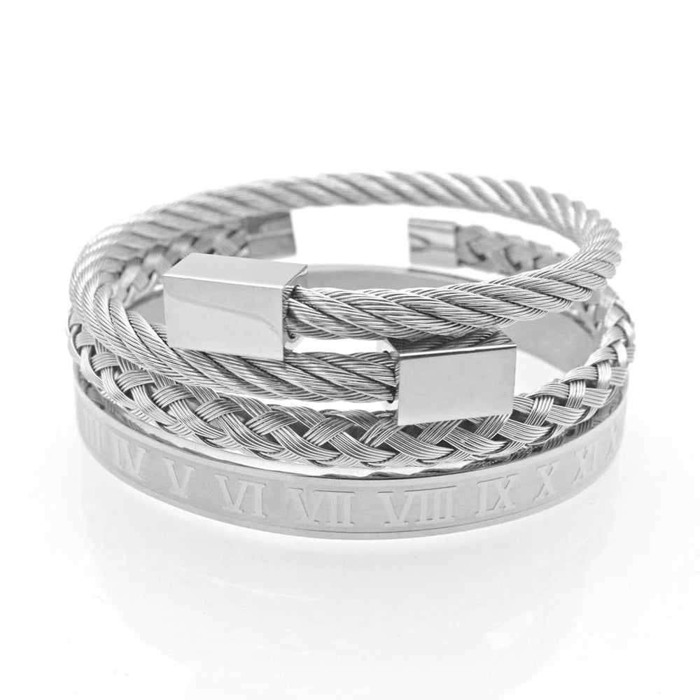 Bangle Braided Bracelet Men's Gold Titanium Steel Bracelet Bracelet