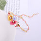 Pink enamel peony flower branch gold-plated zircon bracelet