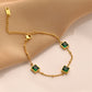 Niche Design Gold Square Emerald Zircon Titanium Steel Bracelet