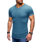 Solid Color Small V Neck European And American Men's T-shirt