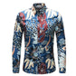 Men's long-sleeved shirt aquatic pattern men's shirt